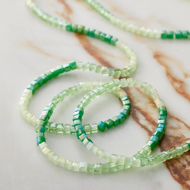 Green Ombre Faceted Glass Cube Beads, 2mm by Bead Landing™