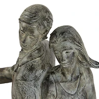 13" Gray Polystone Traditional Bicycle Sculpture