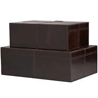 Dark Brown Leather Storage Box Set