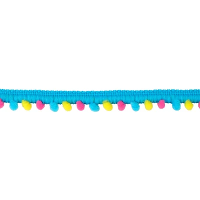 3/8" Blue Multicolor Pom Pom Trim Ribbon by Celebrate It®