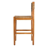 Hello Honey® 38" Wood & Seagrass Bar Stool