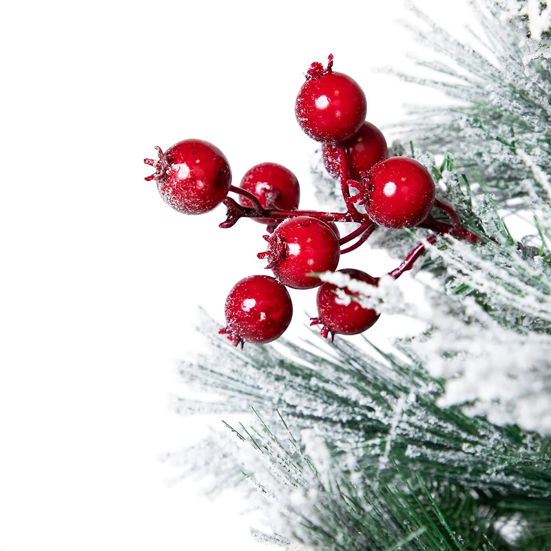 6.5ft. Unlit Real Touch™ Heavily Flocked Whittaker Spruce Full Artificial Christmas Tree with Frosted Red Berries