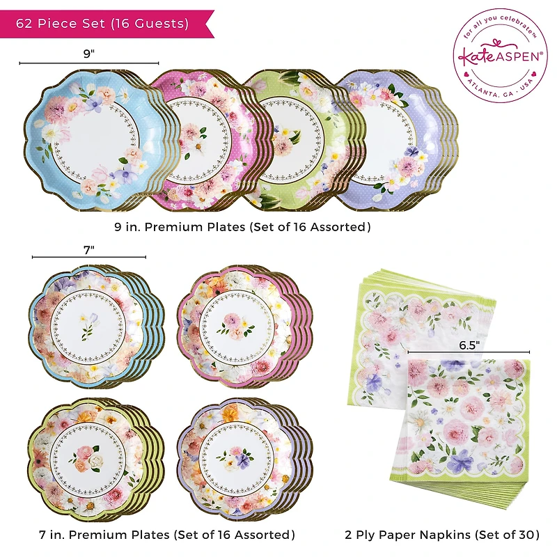 Kate Aspen® Tea Time Party 62-Piece Party Tableware Set
