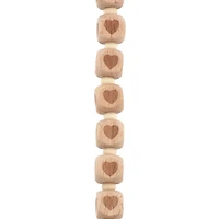 Natural Heart Wood Cube Beads, 11mm by Bead Landing™