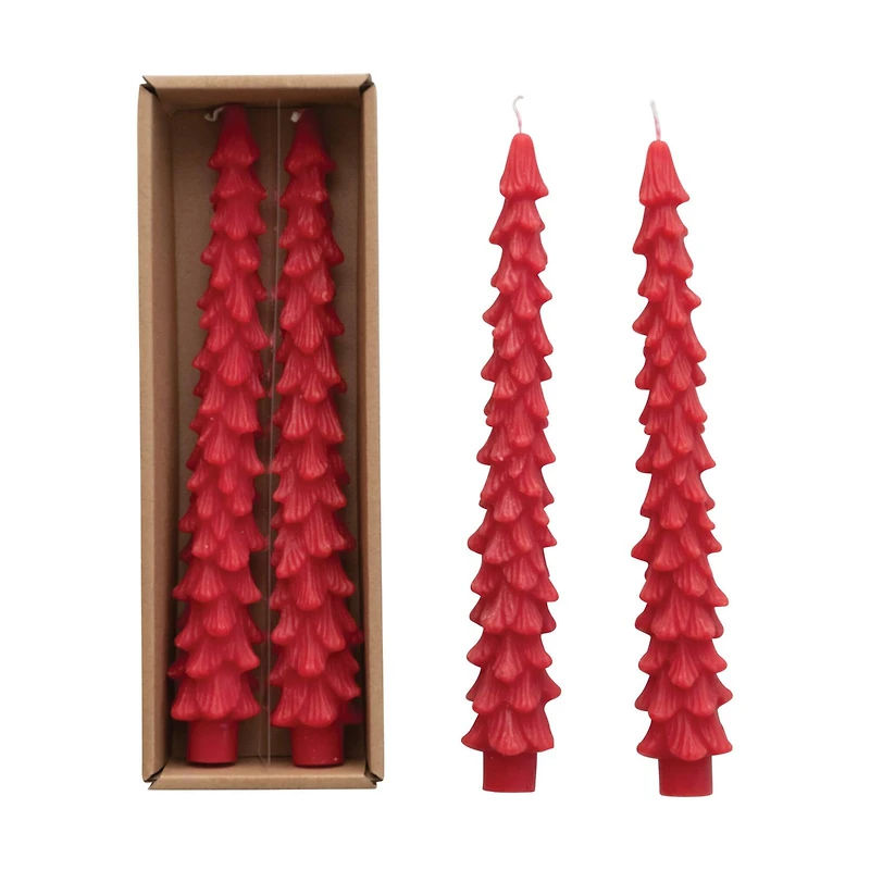 Hello Honey® Holly Berry Red Unscented Tree Shaped Taper Candles Set