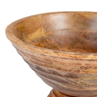 Hello Honey® 9.75" Ridged Mango Wood Footed Bowl