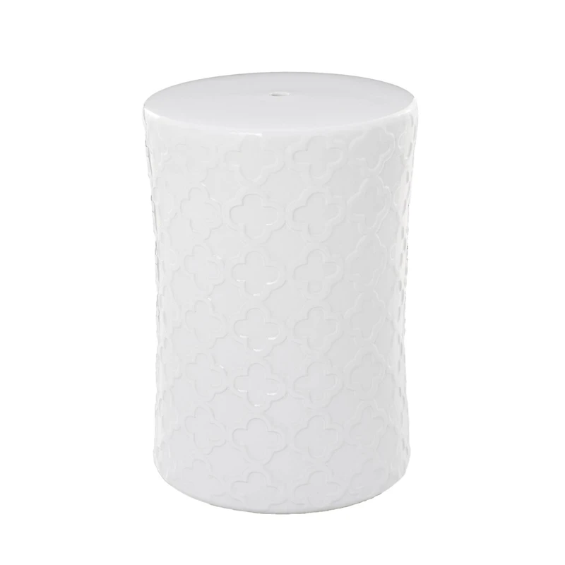 White Ceramic Contemporary Accent Table, 19" x 13" x 13"