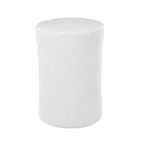 White Ceramic Contemporary Accent Table, 19" x 13" x 13"