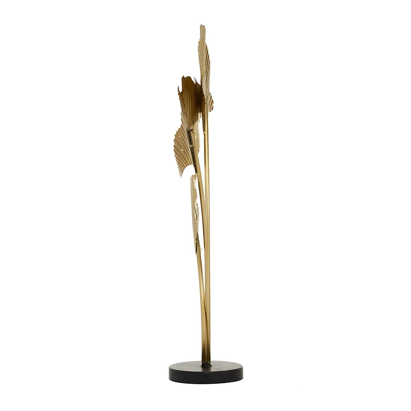24" White & Gold Metal Modern Nature Sculpture