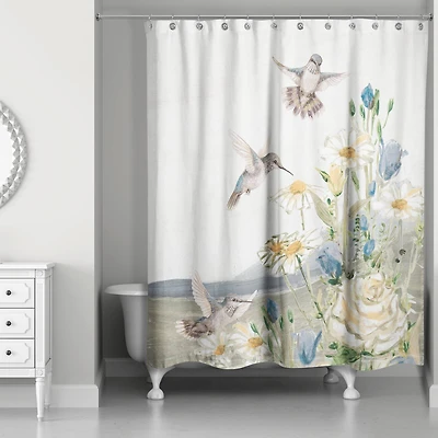 Hummingbirds with Flowers 71" x 74" Shower Curtain