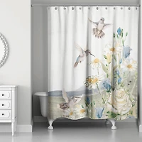 Hummingbirds with Flowers 71" x 74" Shower Curtain