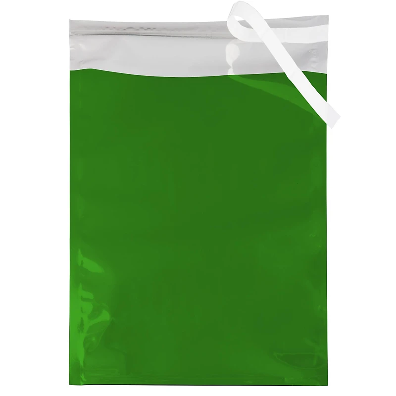 JAM Paper 10" x 13" Green Foil Open End Envelope with Self Adhesive Closure, 25ct.