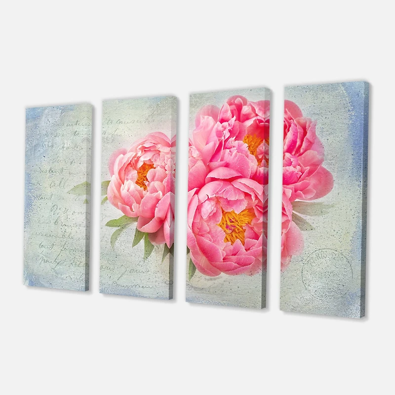 Designart - Pink Peony Flowers in White Vase