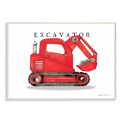 Stupell Industries Red Excavator Truck Traditional Construction Vehicle Wall Plaque
