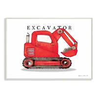 Stupell Industries Red Excavator Truck Traditional Construction Vehicle Wall Plaque