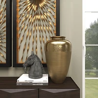 20" Gold Aluminum Brushed Vase with Hammered Top
