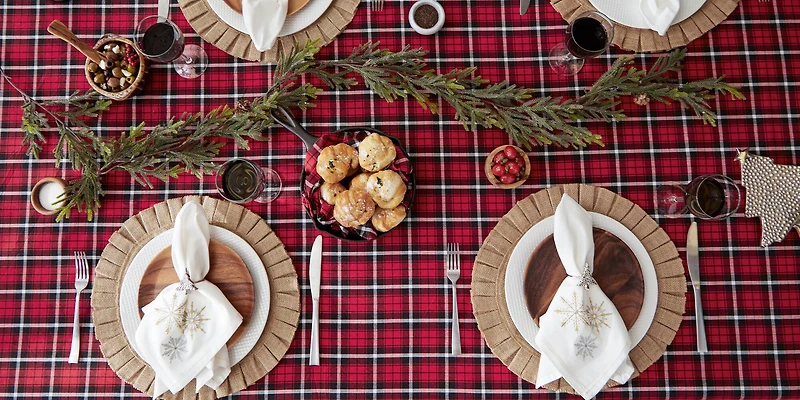 DII® 120" Glad Tidings Plaid Tablecloth
