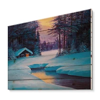 Designart - Old Cabin In Winter Forest II