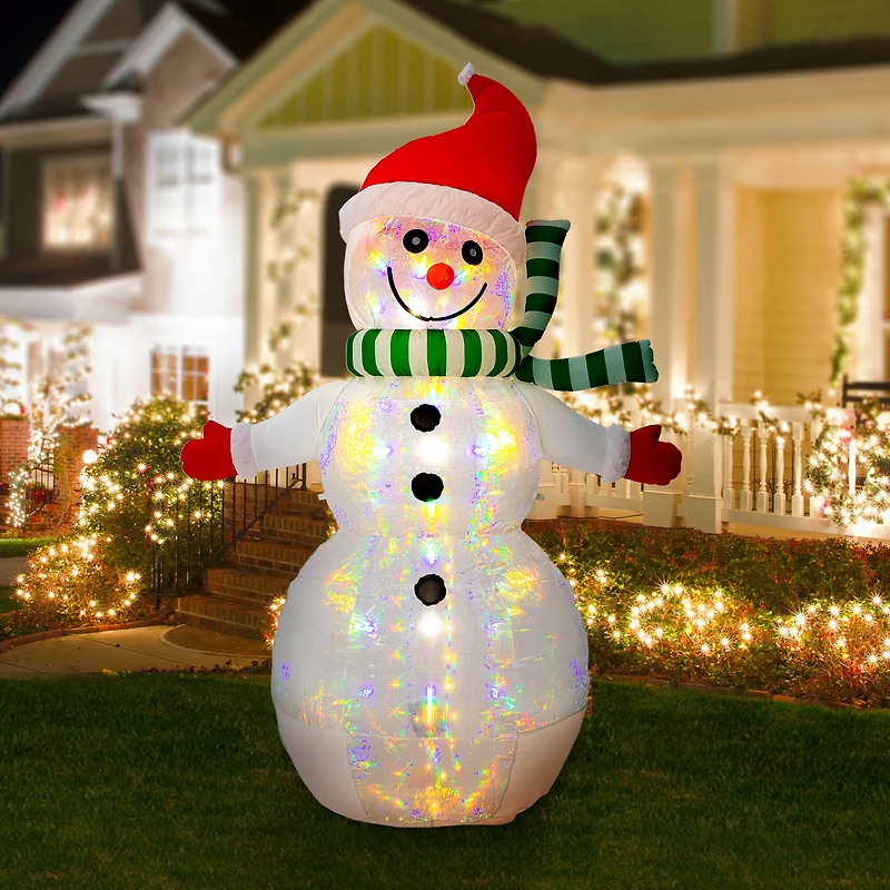 Glitzhome® 8ft. LED Lighted Icy Snowman Inflatable Décor