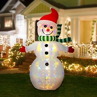 Glitzhome® 8ft. LED Lighted Icy Snowman Inflatable Décor