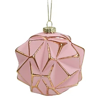 4" Pink & Gold Geometric Glass Ball Ornament