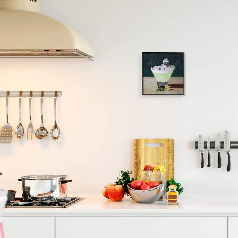 Stupell Industries Bird Bathing in Cucumber Martini Funny Animal, 12" x 12"