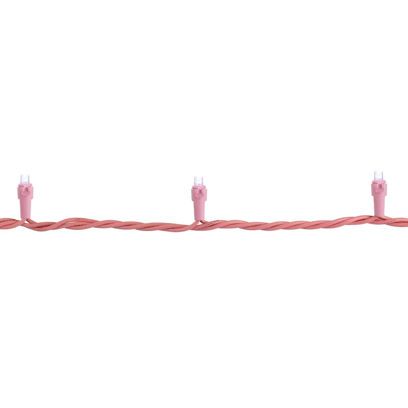 100ct Pure White LED Wide Angle Valentine's Day Lights 33ft Pink Wire