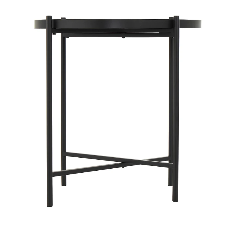 Black Metal Abstract Wavy Accent Table with X-Shaped Base