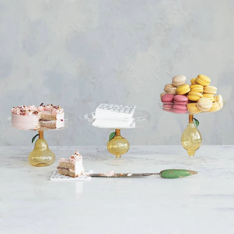 Hello Honey® 7.75" Lemon Zest Glass Food Pedestal