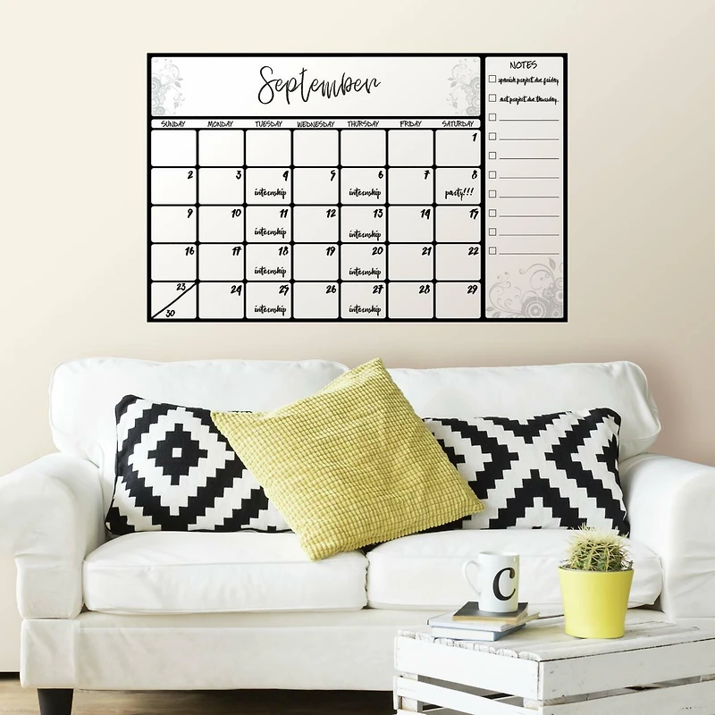 RoomMates Scroll Dry Erase Calendar Peel & Stick Decal