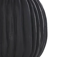 Black Teak Wood Carved Orbs Set