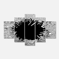 Designart - Contemporary Broken Wall 3D Design - Contemporary Canvas Wall Art