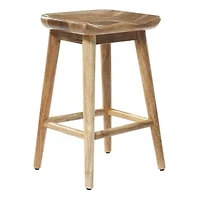 Brown Wood Contemporary Stool, 24" x 17" x 14"