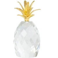 Clear & Gold Crystal Faceted Pineapple Sculpture Set