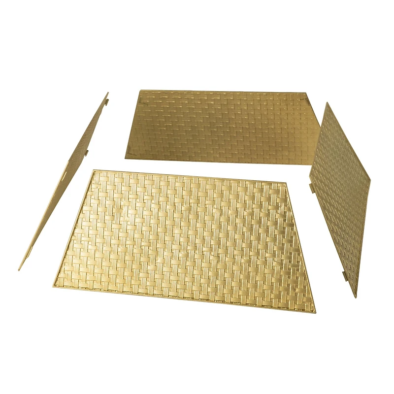 Glitzhome® 25.75" Gold Trapezoid Metal Weave Tree Collar