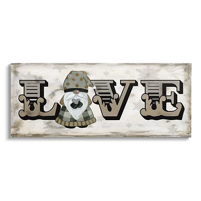 Stupell Industries Holiday Patterned Love Gnome Canvas Wall Art