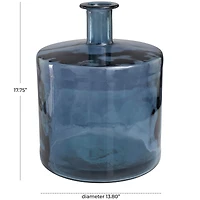 18" Blue Recycled Glass Spanish Bottleneck Vase