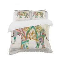 Designart 'Boho Paisley Elephant II vII' Traditional Bedding Set