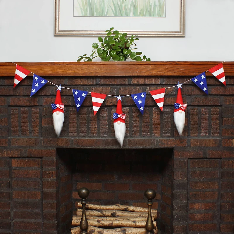 6ft. Patriotic Flags & Red Gnomes Garland