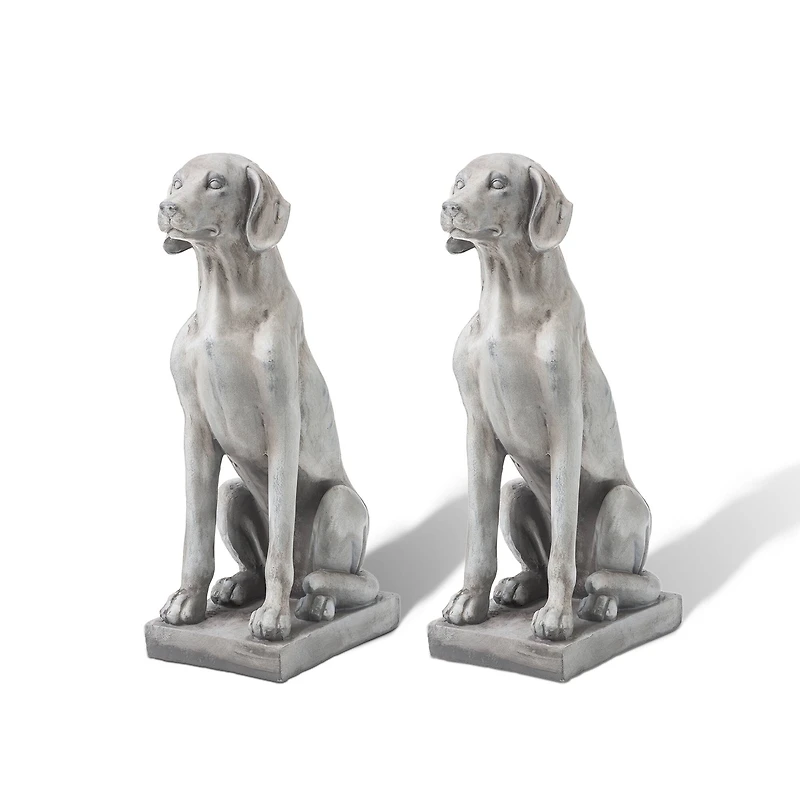 Glitzhome® 28.25" Light Gray Sitting Labrador Retriever Dog Statues, 2ct.