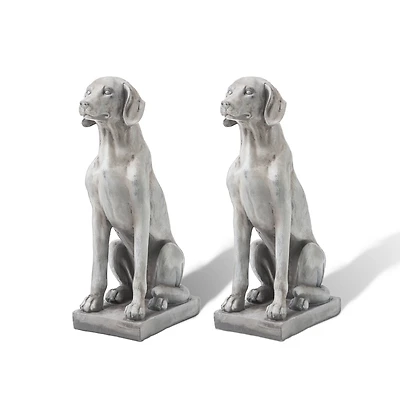 Glitzhome® 28.25" Light Gray Sitting Labrador Retriever Dog Statues, 2ct.