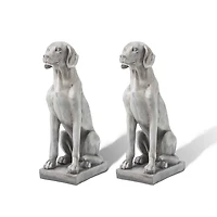 Glitzhome® 28.25" Light Gray Sitting Labrador Retriever Dog Statues, 2ct.