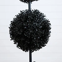 4ft. UV Resistant Artificial Halloween Black Triple Ball Boxwood Topiary (Indoor/Outdoor)