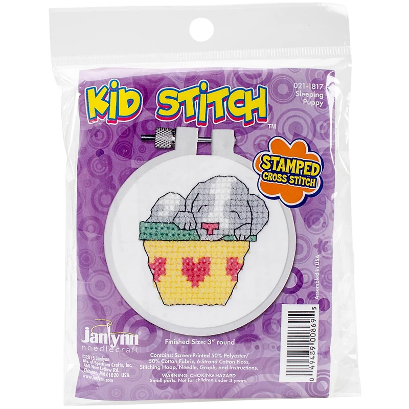 Janlynn® Kid Stitch Sleepy Puppy Stamped Cross Stitch Kit