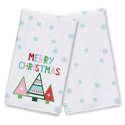 Merry Christmas Trees Tea Towel Set