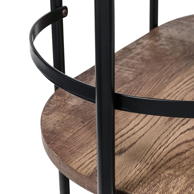 Honey Can Do 3-Tier Black & Rustic Brown Rolling Bar & Serving Cart