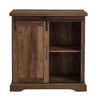 Walker Edison 32" Reclaimed Barnwood Sliding Grooved Door Modern Accent Cabinet 
