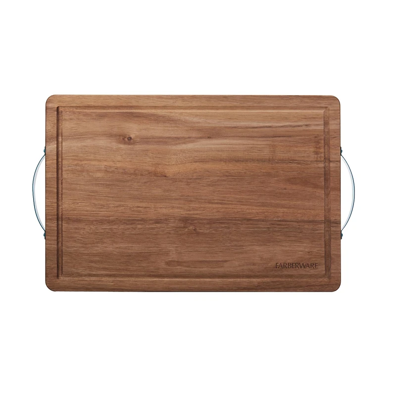 Farberware 18" Acacia Board with Teal Handles