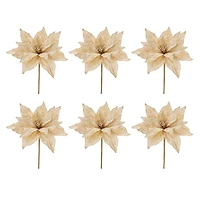Glittered Gold Poinsettia Flower Stems, 6ct.