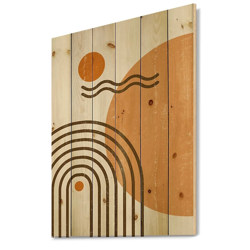 Designart - Abstract Rainbow Sun and Moon In Earth Tones II